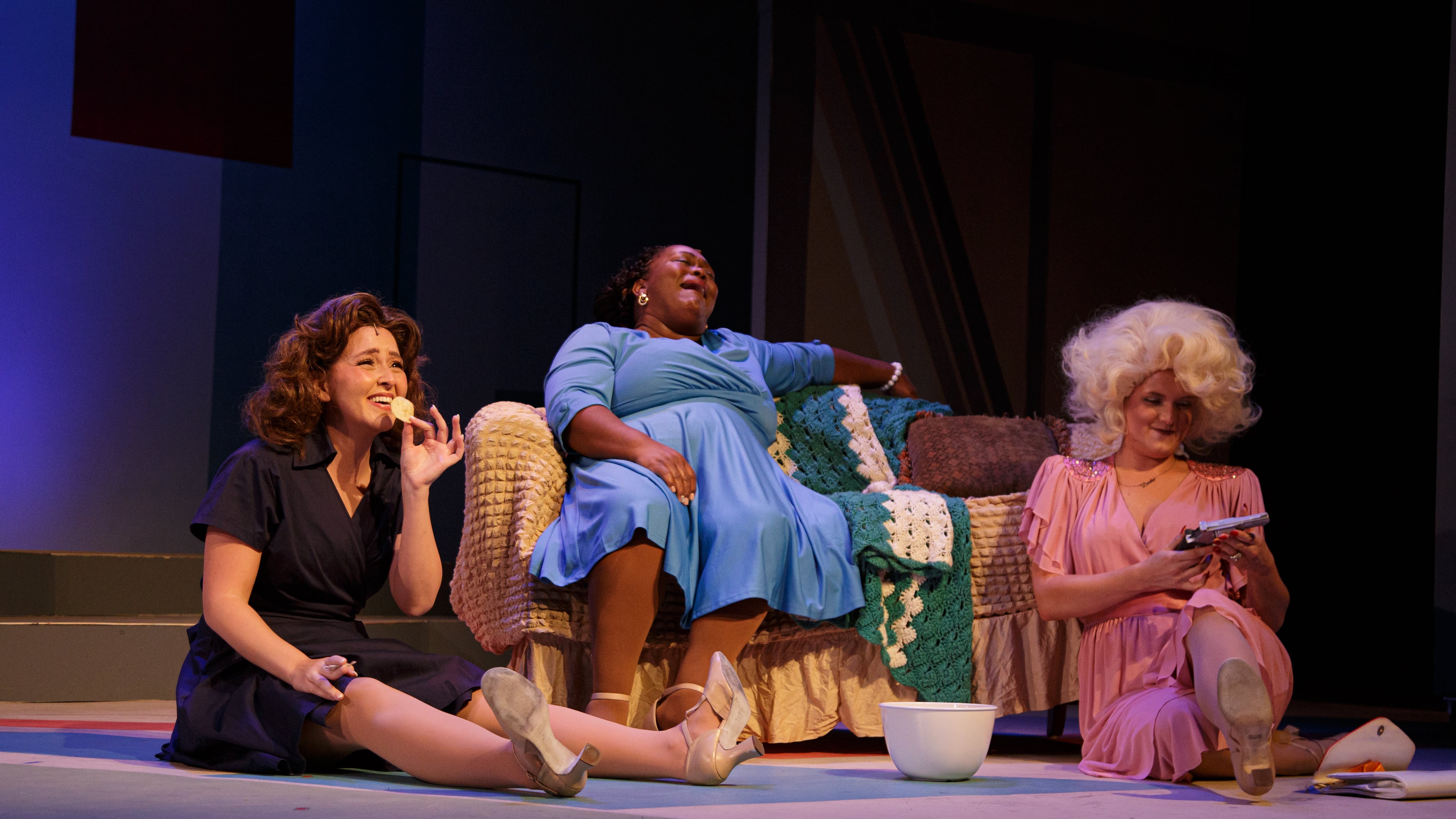 Allie Hill as Judy (from left), Kayce Denise as Violet and Sarah Joyce Hack as Doralee are stressed and overworked office employees in "9 to 5: The Musical" at Out Front Theatre Company. (Courtesy of Sydney Lee)
