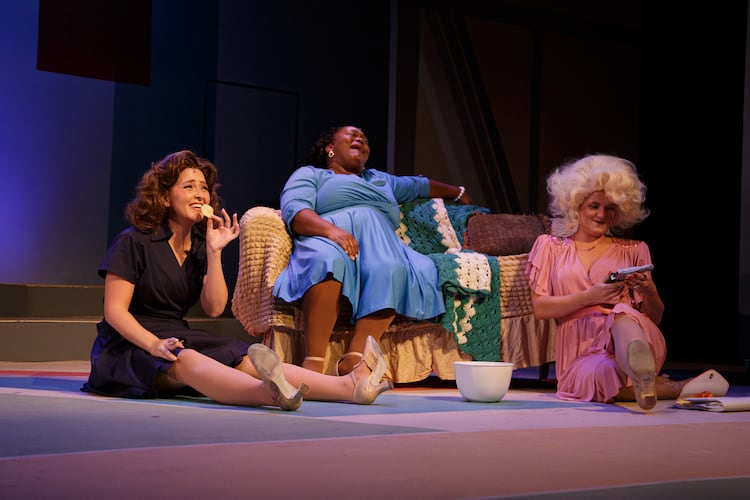 Allie Hill as Judy (from left), Kayce Denise as Violet and Sarah Joyce Hack as Doralee are stressed and overworked office employees in "9 to 5: The Musical" at Out Front Theatre Company. (Courtesy of Sydney Lee)
