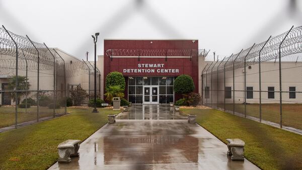 The Stewart Detention Center in Lumpkin, where detainees outnumber town residents. (David Goldman/AP)