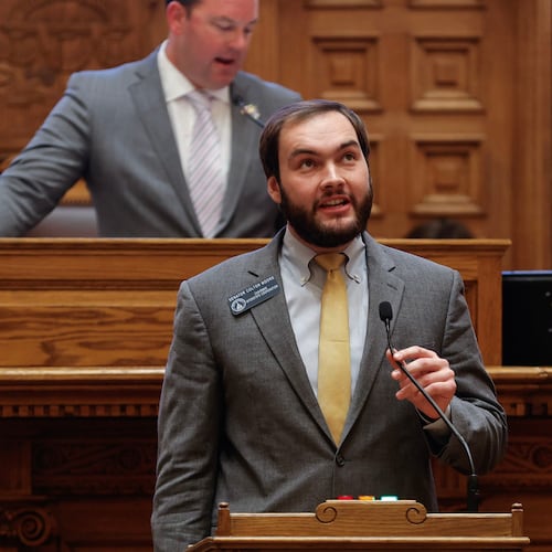 Georgia state Sen. Colton Moore, R-Trenton, was banned from entering the Georgia House on March 14. House Speaker Jon Burns said the senator made "vile" remarks against David Ralston on the day the late speaker was being honored. (Natrice Miller/AJC)