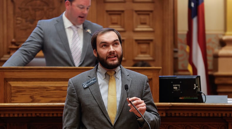 Georgia state Sen. Colton Moore, R-Trenton, was banned from entering the Georgia House on March 14. House Speaker Jon Burns said the senator made "vile" remarks against David Ralston on the day the late speaker was being honored. (Natrice Miller/AJC)