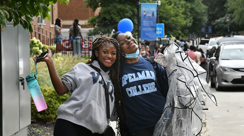 Spelman College freshman and roommates Sydney Dinkins (left) and Jashonti Wilson pose on campus in August. For Black students, attending an HBCU may be life-preserving, according to a 2020 study from Ohio State University. HBCU attendance was associated with a 35% reduction of midlife metabolic syndrome among all college-educated Black Americans. (Hyosub Shin / Hyosub.Shin@ajc.com)