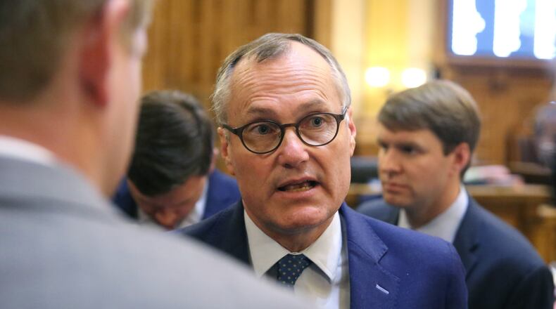 Lt. Gov. Casey Cagle talks with members of the media after the close of the 2018 session of the Legislature. AJC PHOTO/JASON GETZ