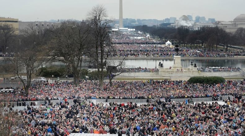People gather on the National Mall to attend  the 58th Presidential Inauguration on Jan. 20, 2017 in Washington, D.C. (Olivier Douliery/Abaca Press/TNS)