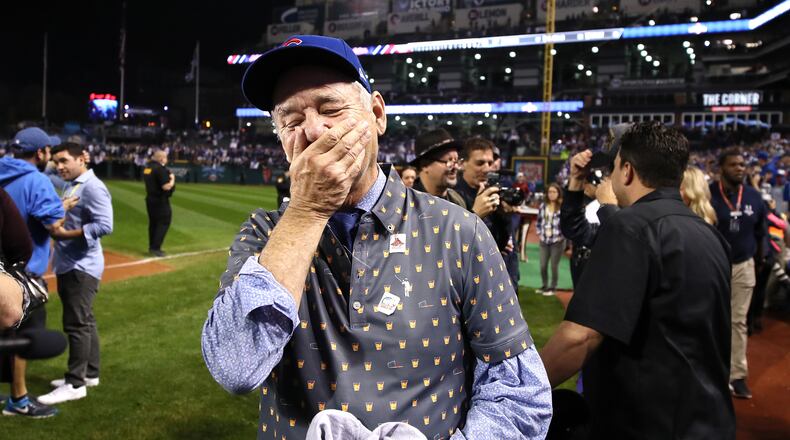 CLEVELAND, OH - NOVEMBER 02: Actor Bill Murray reacts on the field after the Chicago Cubs defeated the Cleveland Indians 8-7 in Game Seven of the 2016 World Series at Progressive Field on November 2, 2016 in Cleveland, Ohio. The Cubs win their first World Series in 108 years. (Photo by Ezra Shaw/Getty Images)
