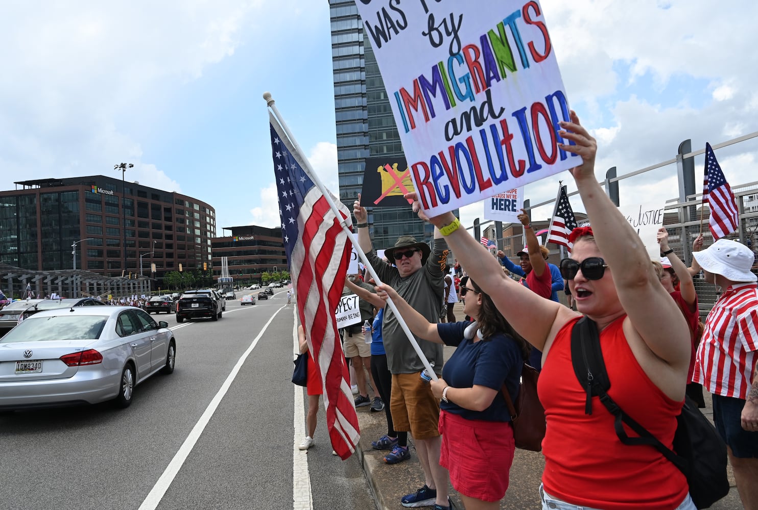 Protesters flood downtown Atlanta to oppose Trump, immigration policies