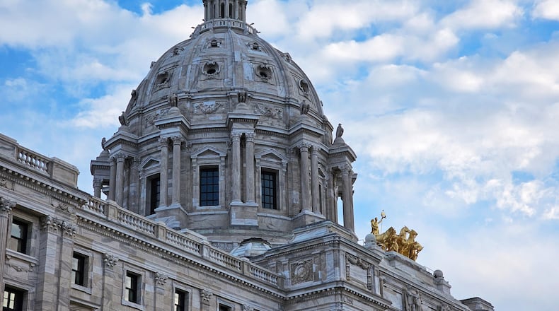 The Minnesota State Capitol in St. Paul, Minn. is seen Tuesday, Feb. 17, 2026, the opening day of the state's 2026 legislative session. (AP Photo/Steve Karnowski)
