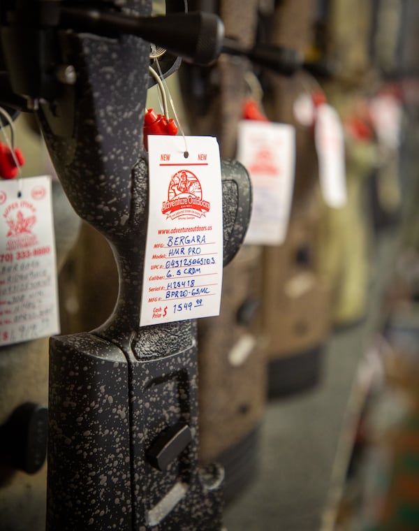 Bergara bolt action hunting rifles are on display at Adventure Outdoors in Smyrna. BPI Outdoors, the company that makes the guns, is based in Lawrenceville. STEVE SCHAEFER FOR THE ATLANTA JOURNAL-CONSTITUTION