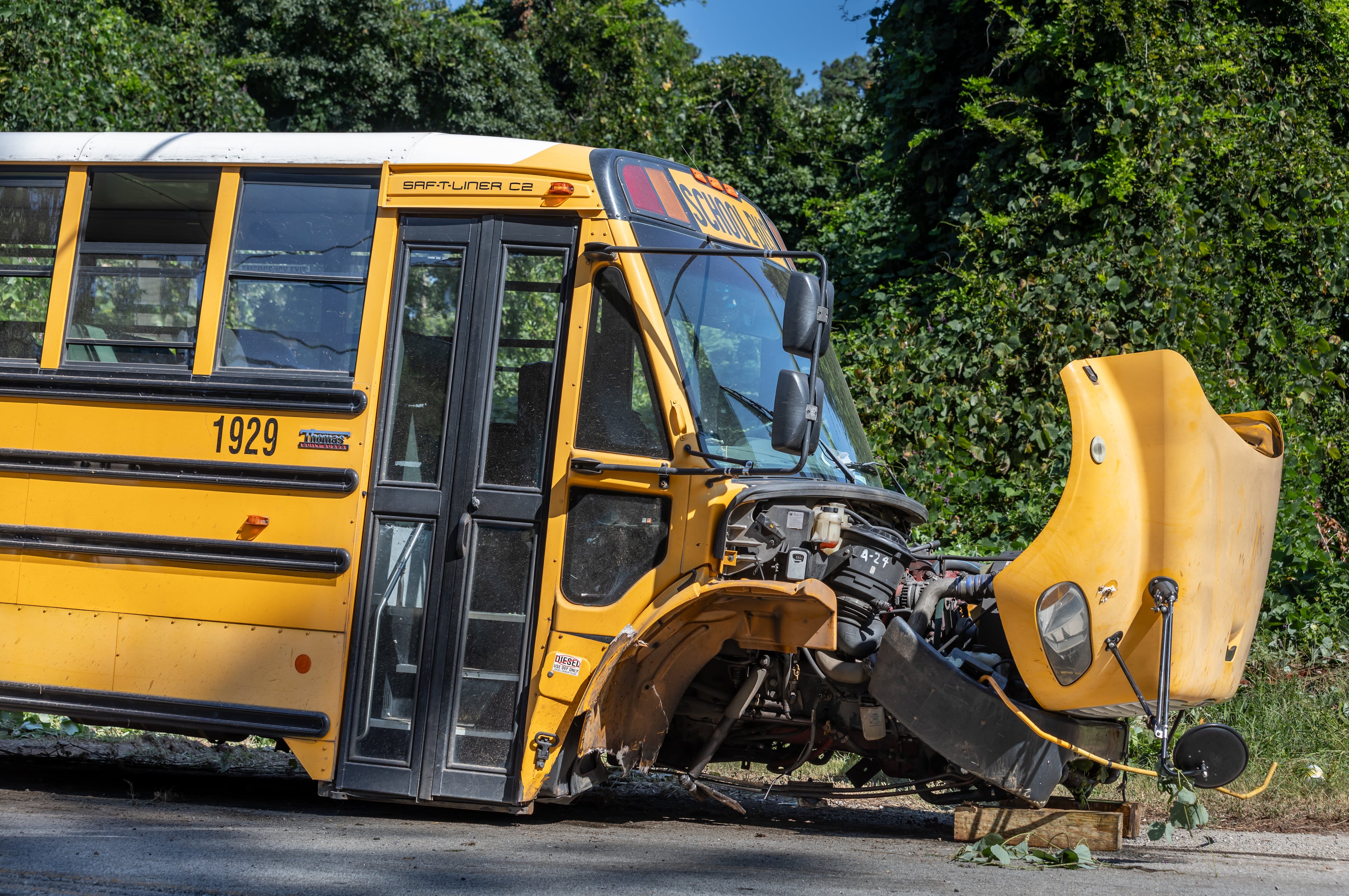 A DeKalb County school bus heading to Salem Middle School was involved in a crash Aug. 28, 2024, that left several children with minor injuries, officials said. There have been more than 200 school bus wrecks since the beginning of the school year on Aug. 1, according to the Georgia Department of Public Safety. (John Spink/AJC File)