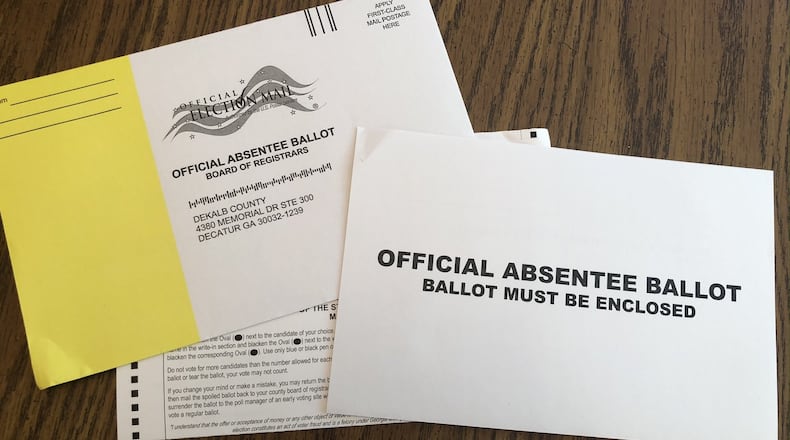 Absentee ballots, envelopes and privacy sleaves are being mailed to Georgia voters for the state’s primary on June 9, 2020.