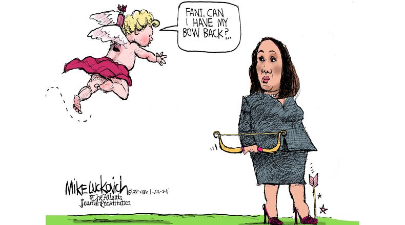Editorial cartoon about District Attorney Fani Willis. (Mike Luckovich)