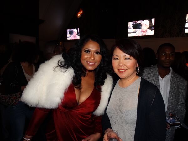 Althea Hart from "Love and Hip Hop Atlanta" and currently on WE-TV's "Marriage Boot Camp" with her fiance Benzino, who missed his flight from L.A. and couldn't make the party. That's my wife Helen on the right. CREDIT: Rodney Ho/ rho@ajc.com