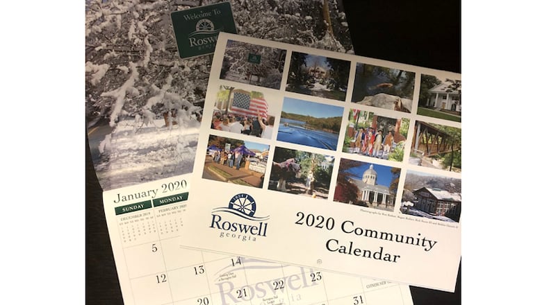 Free Roswell 2020 calendars are available at City Hall and the Roswell Adult Recreation Center, and will be offered at numerous locations elsewhere around the city after Monday, Jan. 6. CITY OF ROSWELL