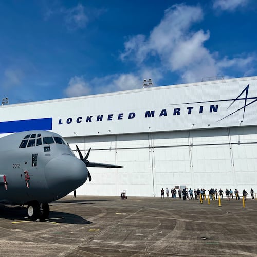 The C-130 was brought to Lockheed Martin to celebrate the 75th anniversary of the Marietta aerospace defense complex. (Carson Bonner/AJC)