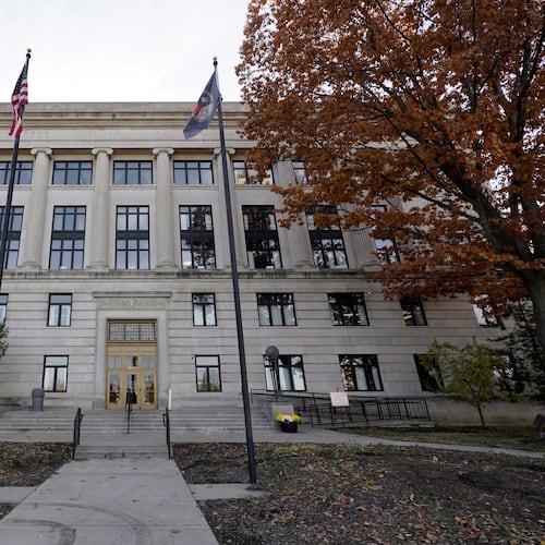 FILE - The Genesee County Courthouse is shown in Flint, Mich., Wednesday, Oct. 28, 2020. (AP Photo/Paul Sancya, File)