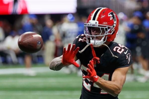 Cornerback A.J. Terrell was a first-round pick by the Falcons in 2020. Now that Atlanta has signed Avieon, the Terrell brothers are teammates for the first time. (Miguel Martinez/AJC 2025)