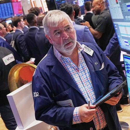 Trader Edward McCarthy works on the floor of the New York Stock Exchange, Thursday, June 25, 2026. (AP Photo/Richard Drew)
