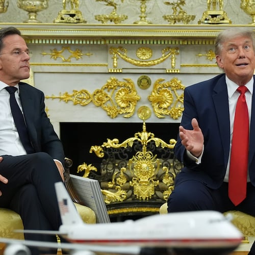 President Donald Trump meets with NATO Secretary General Mark Rutte in the Oval Office at the White House, Wednesday, June 24, 2026, in Washington. (AP Photo/Jacquelyn Martin)