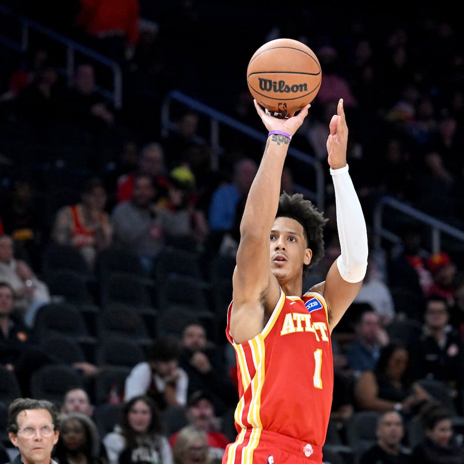 Atlanta Hawks forward Jalen Johnson had his second triple-double of the season in a win over the Cleveland Cavaliers. Johnson has dished out at least seven assists in 10 straight games. (Hyosub Shin/AJC)