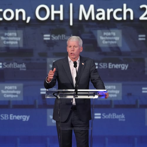 Chris Wright, Secretary of Energy, speaks during an announcement for a new data center Friday, March 20, 2026, in Piketon, Ohio. (AP Photo/Joshua A. Bickel)