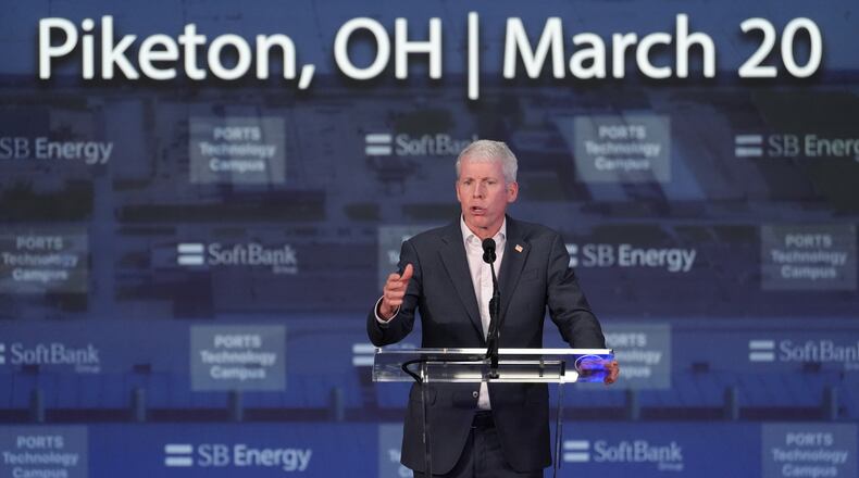 Chris Wright, Secretary of Energy, speaks during an announcement for a new data center Friday, March 20, 2026, in Piketon, Ohio. (AP Photo/Joshua A. Bickel)