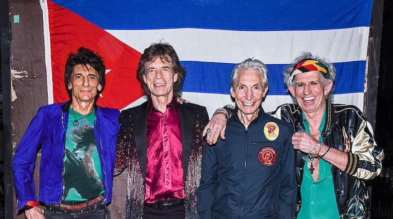 The Rolling Stones backstage before their concert in Havanna, Cuba on March 25, 2016. From left, Ron Wood, Mick Jagger, Charlie Watts and Keith Richards.