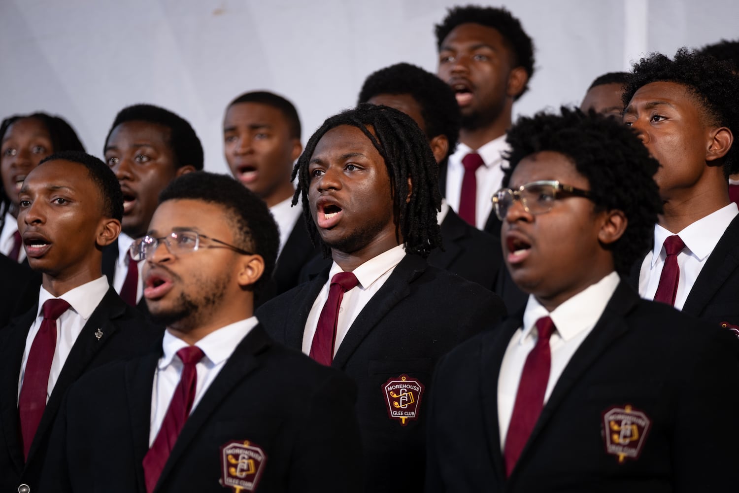 The Morehouse College Glee Club sings “Lift Every Voice and Sing” during the Morehouse College graduation Sunday, May 17, 2026. (Ben Gray for the AJC)
