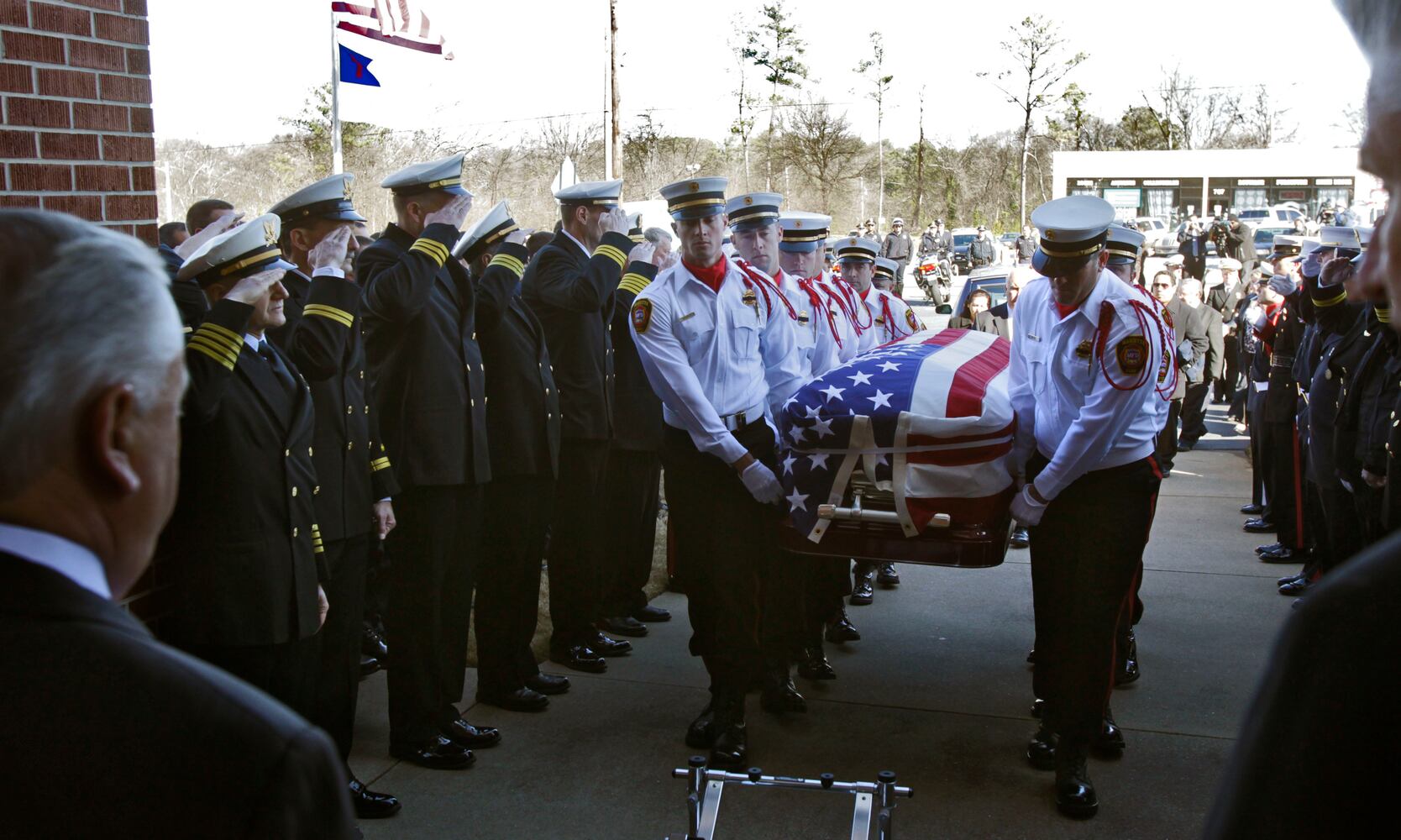 Services for Marietta firefighter Lonnie Lee Nutt at Roswell Street Baptist Church in Marietta
