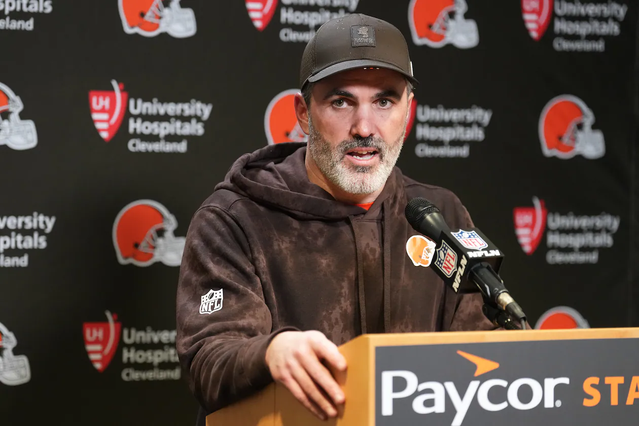Kevin Stefanski — pictured during a news conference as Browns coach on Sunday, Jan. 4, 2026 — is now the Atlanta Falcons coach. (Joshua A. Bickel/AP)