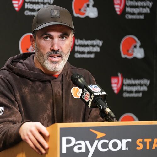 Cleveland Browns head coach Kevin Stefanski speaks at a news conference after an NFL football game against the Cincinnati Bengals, Sunday, Jan. 4, 2026, in Cincinnati. (Joshua A. Bickel/AP)
