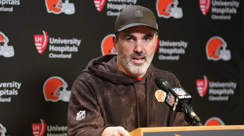 Cleveland Browns head coach Kevin Stefanski speaks at a news conference after an NFL football game against the Cincinnati Bengals, Sunday, Jan. 4, 2026, in Cincinnati. (Joshua A. Bickel/AP)