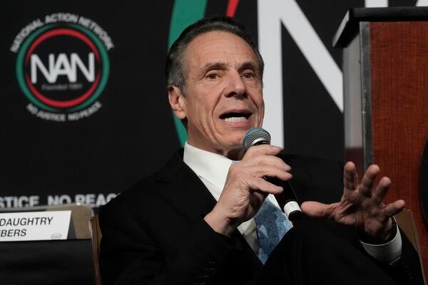 New York Mayor candidate Andrew Cuomo speaks during the New York City Mayoral Candidates Forum at the National Action Network National Convention, Thursday, April 3, 2025, in New York. (AP Photo/Richard Drew)