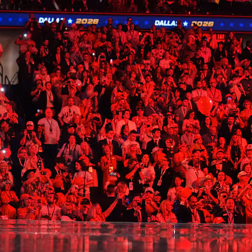 President Donald Trump stands on stage after speaking at the Republican convention, Thursday, Sept. 10, 2026, in Dallas. (AP Photo/Julia Demaree Nikhinson)