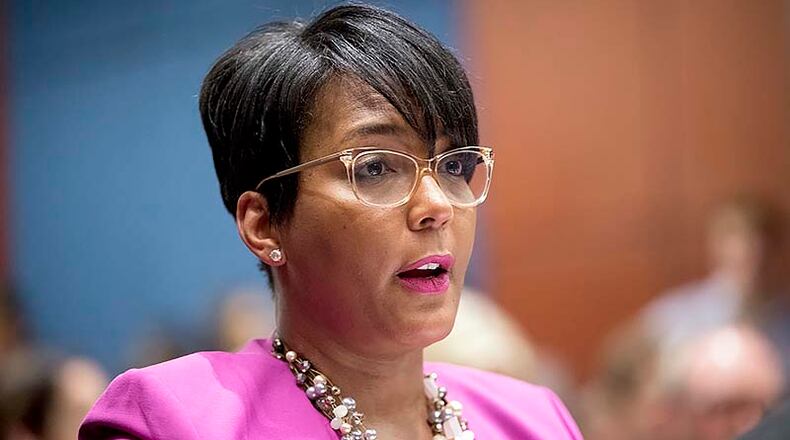 Atlanta Mayor Keisha Lance Bottoms speaks during a Senate Democrats' Special Committee on the Climate Crisis on Capitol Hill in Washington, Wednesday, July 17, 2019. (AP Photo/Andrew Harnik)