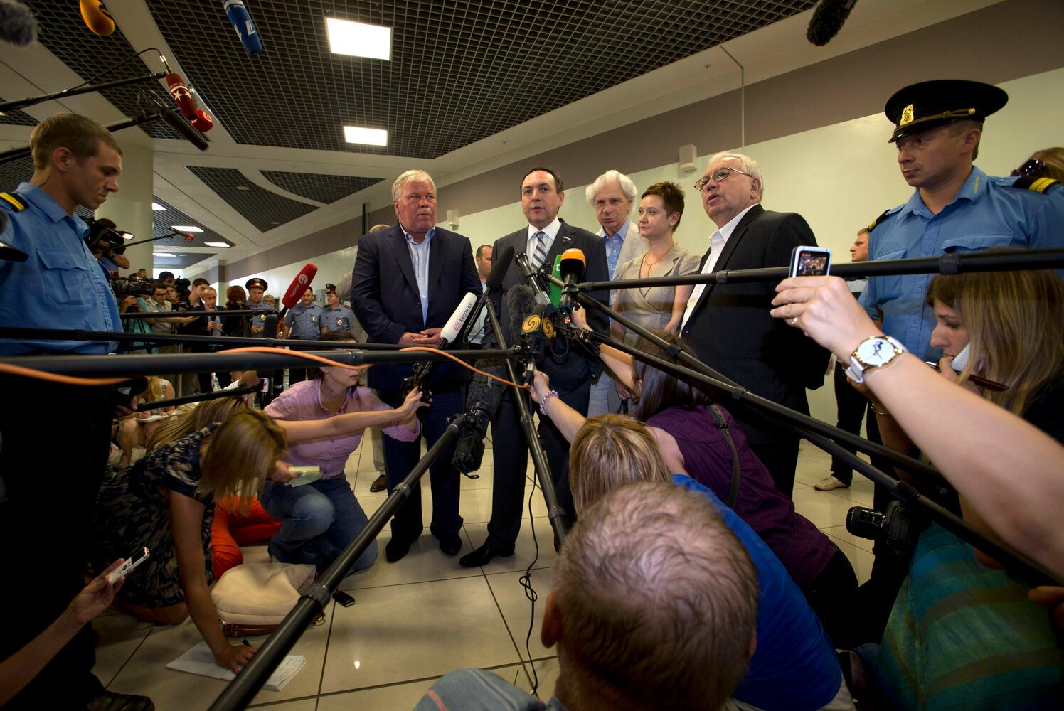 The scene at Sheremetyevo airport outside Moscow, Russia