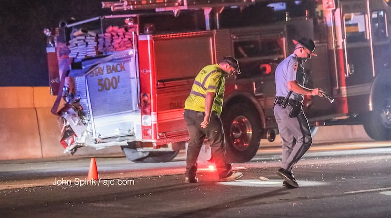 Authorities responded to a crash involving a Coweta County fire truck early Tuesday on I-85 North.