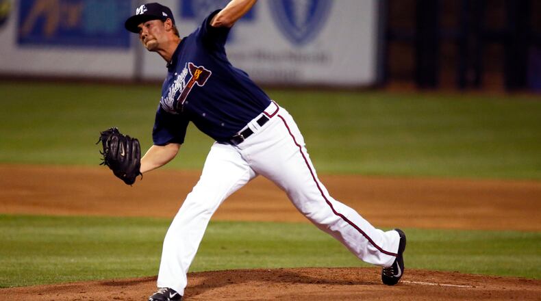 Atlanta Braves left-hander Mike Minor opened the season on the disabled list because of shoulder tendinitis, but the Braves hope he will be back in the big leagues before the end of April. (AP Photo/Rogelio V. Solis)