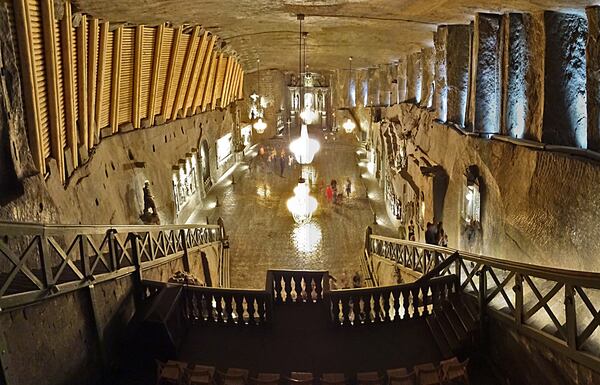 The largest underground church in the world, St. Kinga Chapel in the Wieliczka Salt Mine in Wieliczka, Poland, was carved by Polish miners entirely from salt. (Erwin Meier/Courtesy of Museum of Design Atlanta)