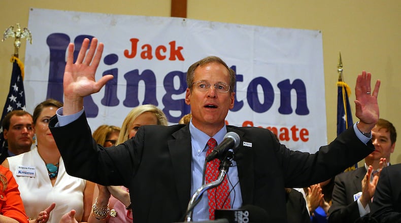 Then-U.S. Senate candidate Jack Kingston addresses his supporters after conceding defeat to David Perdue in the Republican primary runoff in July 2014. CURTIS COMPTON / CCOMPTON@AJC.COM