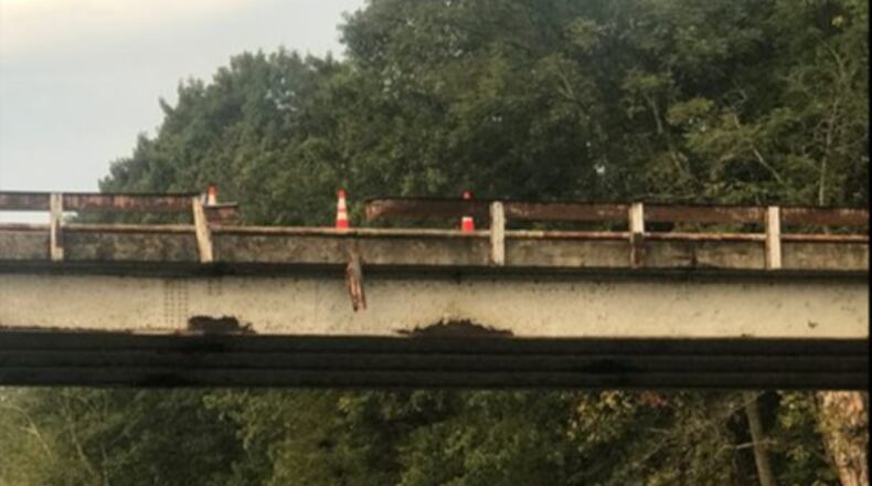 The Wellington Bridge in Cherokee County, Oklahoma where five college students from Northeastern State University were killed Sunday night when their pick-up truck crashed through the guardrail, falling 35 feet into the river below.