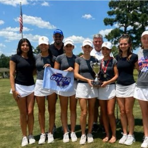 The Lake Oconee girls won their eighth straight state golf championship May 19, 2026, at Willow Lake Golf Club in Metter. (Courtesy of GHSA)