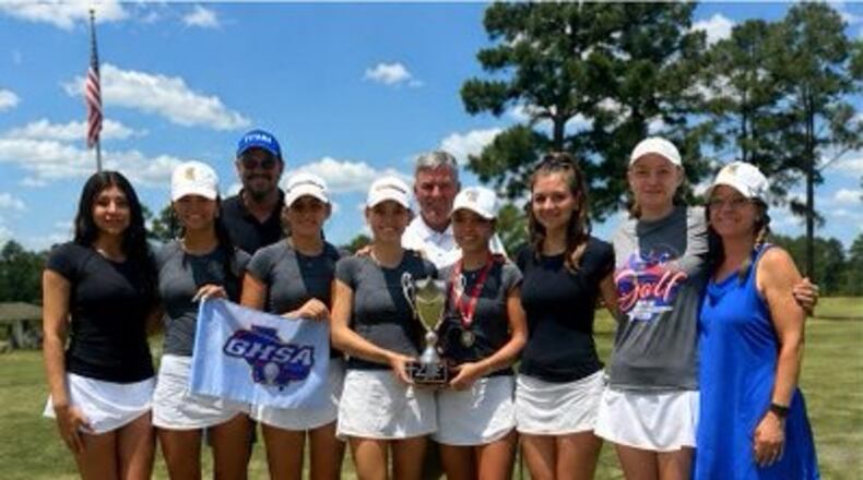 The Lake Oconee girls won their eighth straight state golf championship May 19, 2026, at Willow Lake Golf Club in Metter. (Courtesy of GHSA)