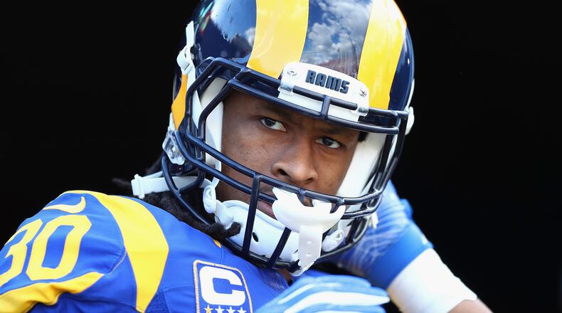 LOS ANGELES, CA - DECEMBER 24: Todd Gurley #30 of the Los Angeles Rams looks on before the game against the San Francisco 49ers at Los Angeles Memorial Coliseum on December 24, 2016 in Los Angeles, California. (Photo by Tim Bradbury/Getty Images)