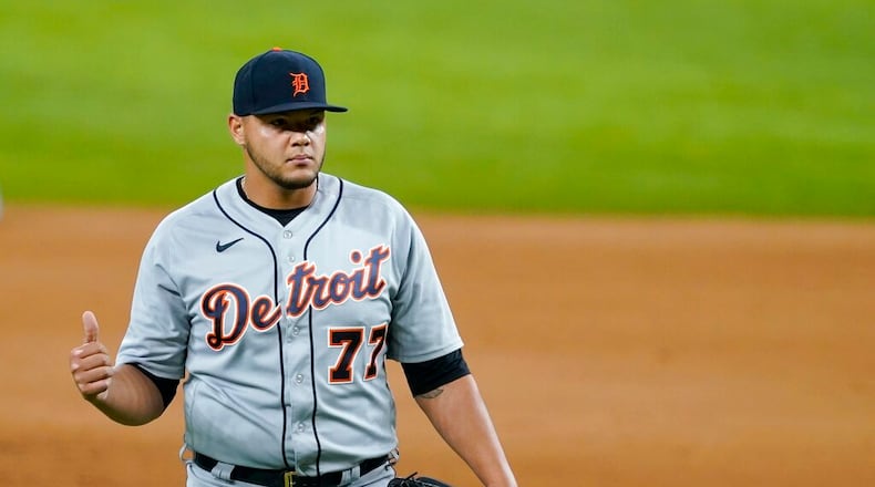 The Braves traded for Tigers reliever Joe Jimenez. (AP Photo/Tony Gutierrez)