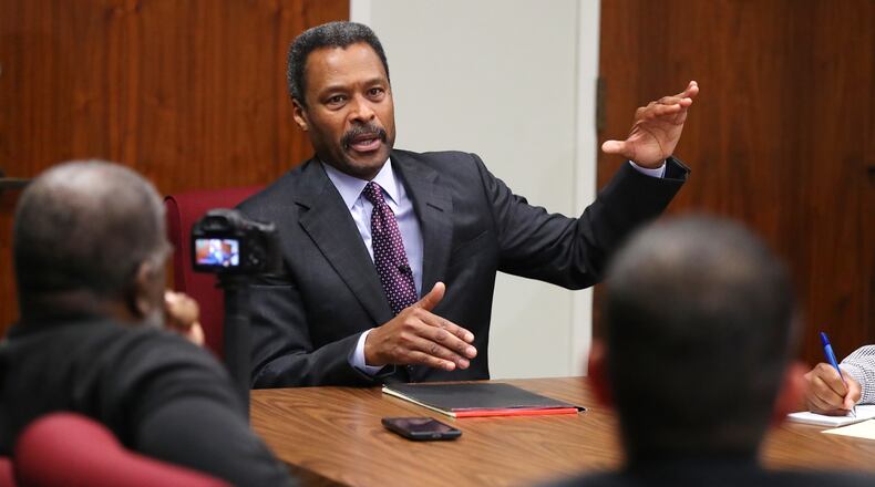 January 17, 2017, Atlanta: Morehouse College President John S. Wilson holds a meeting to discuss his impending departure from the college on Tuesday, Jan. 17, 2017, in Atlanta.     Curtis Compton/ccompton@ajc.com