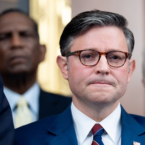 Speaker of the House Mike Johnson — pictured during a news conference in October — said Wednesday he didn't think the Election Day wins for Democrats were "any reflection about Republicans at all." (J. Scott Applewhite/AP)