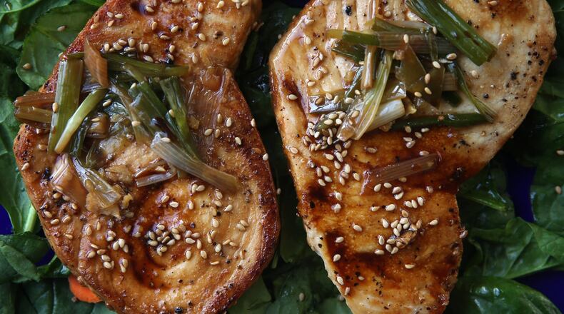 Lacquered Swordfish with Green Onions on Wednesday, Jan. 31, 2018. (Laurie Skrivan/St. Louis Post-Dispatch/TNS)