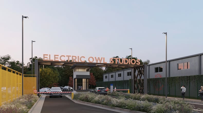 Electric Owl Studios will have six stages and 140,000 square feet of production space and is set to be ready by first quarter of 2023. This is a rendering of what it will look like when it's finished. ELETRIC OWL STUDIOS