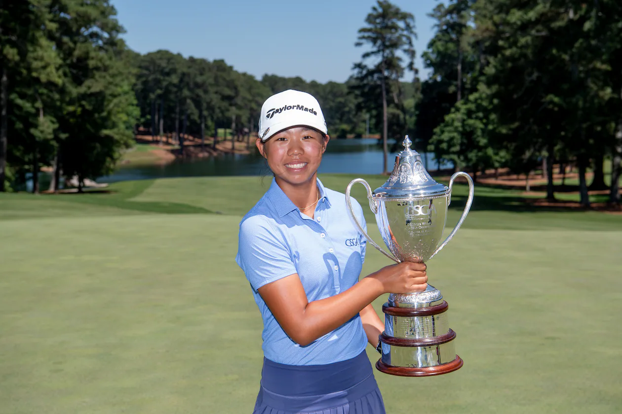 Kylie Chung, 14, became the second youngest player to win the Georgia Women's Amateur Championship, June 3, 2026, at Athens Country Club. Chung, who will be a freshman this fall at Lambert High School, shot 67 in the final round. (Photo by Kate Awtrey-King)
