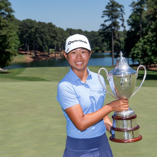 Kylie Chung, 14, became the second youngest player to win the Georgia Women's Amateur Championship, June 3, 2026, at Athens Country Club. Chung, who will be a freshman this fall at Lambert High School, shot 67 in the final round. (Photo by Kate Awtrey-King)